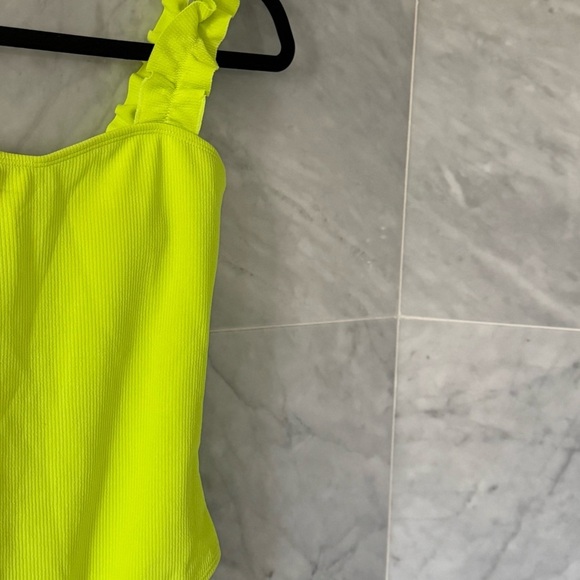 Lime Green Ruffled One Piece swimsuit size M - Picture 7 of 7